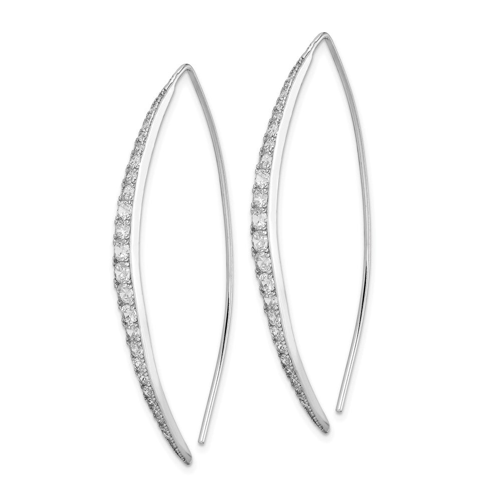 QE12064 Sterling Silver Rhodium-plated CZ Threader Earrings