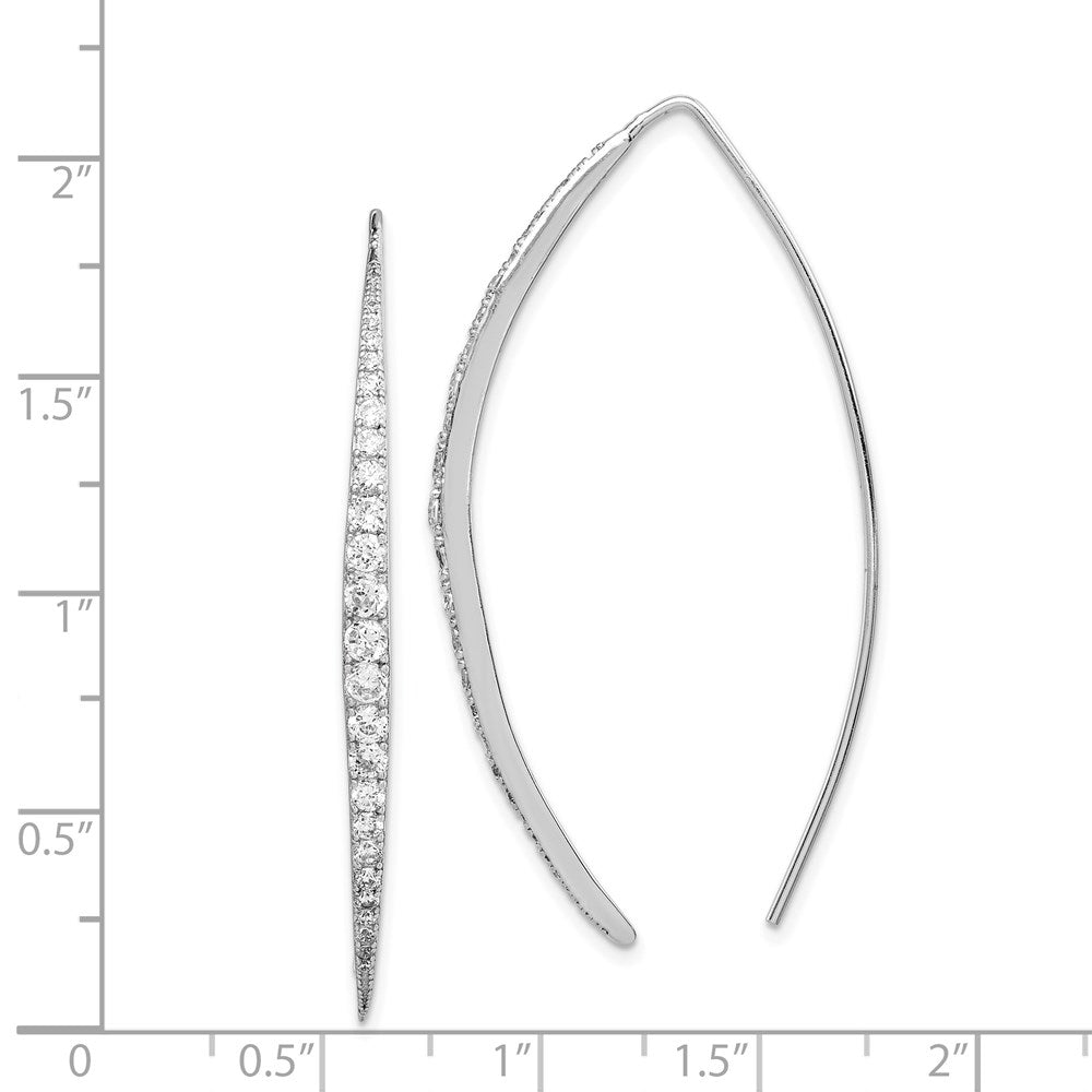 QE12064 Sterling Silver Rhodium-plated CZ Threader Earrings