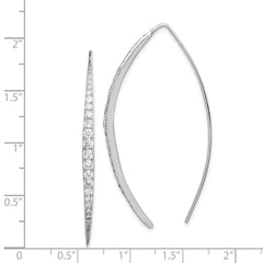 QE12064 Sterling Silver Rhodium-plated CZ Threader Earrings