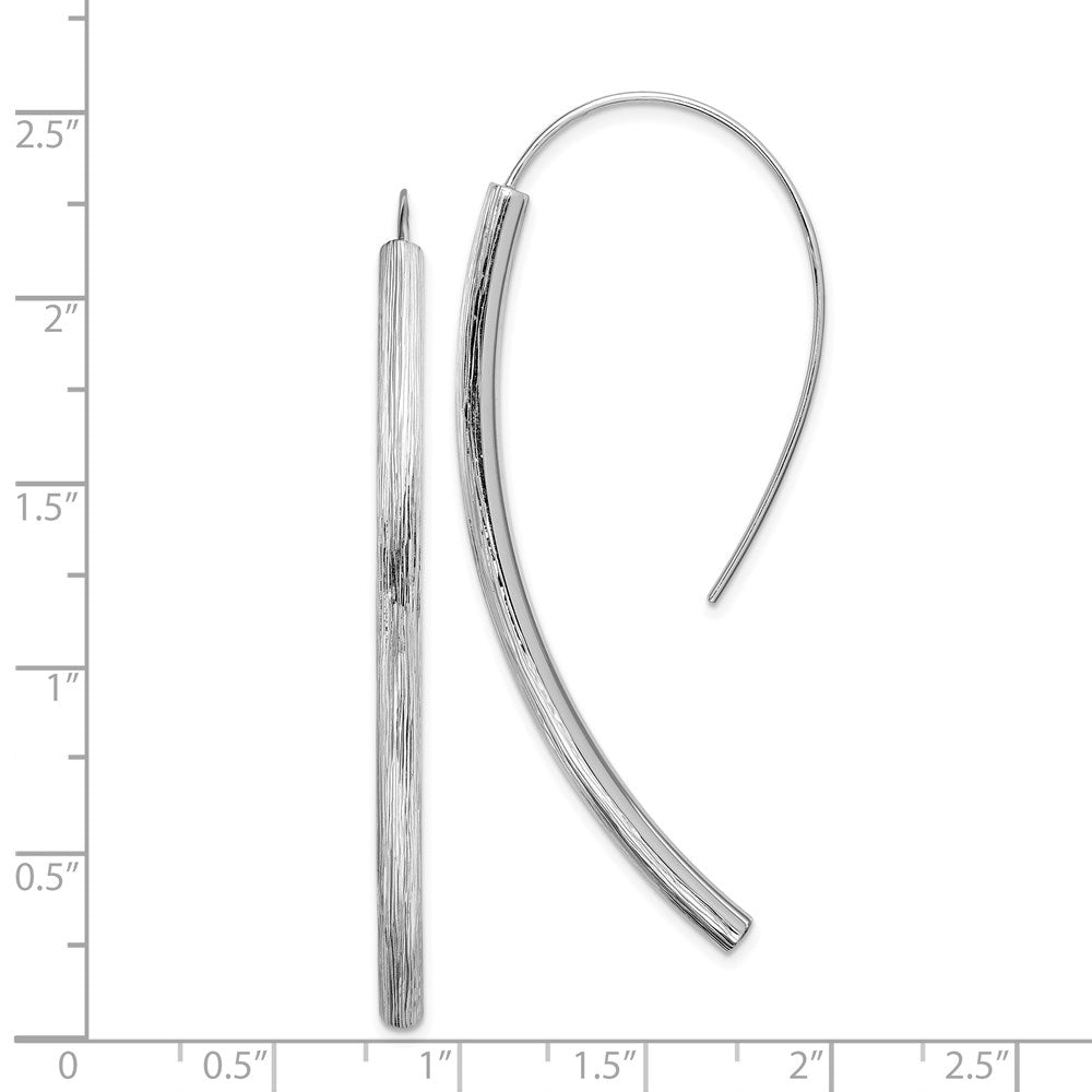 QE12065 Sterling Silver RH-plated Polished Textured Bar Dangle Earrings