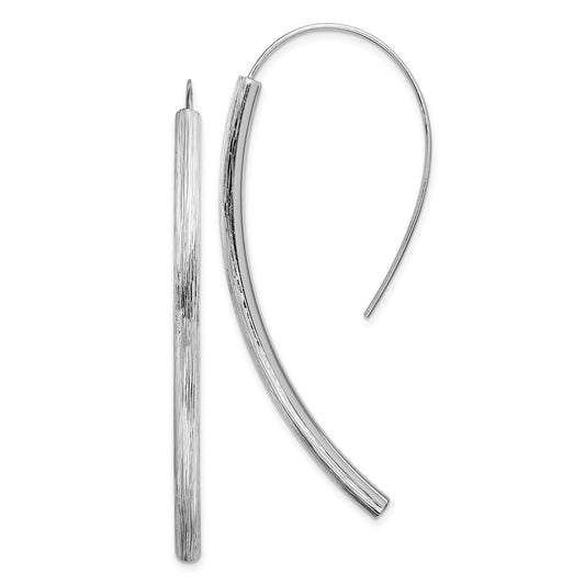 QE12065 Sterling Silver RH-plated Polished Textured Bar Dangle Earrings
