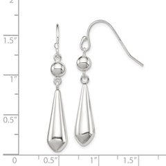 QE12072 Sterling Silver Polished Beaded Teardrop Dangle Earrings