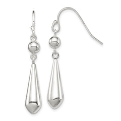 QE12072 Sterling Silver Polished Beaded Teardrop Dangle Earrings
