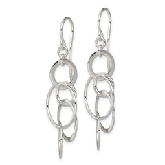 QE12081 Sterling Silver Polished Intertwined Circles Dangle Earrings