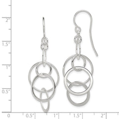 QE12081 Sterling Silver Polished Intertwined Circles Dangle Earrings