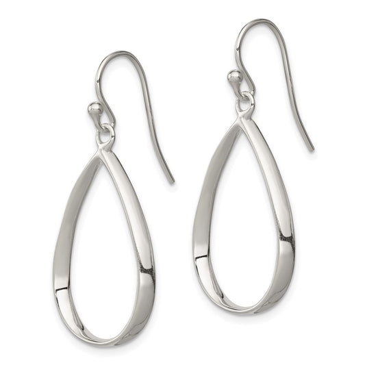 QE12083 Sterling Silver Polished Teardrop Dangle Earrings