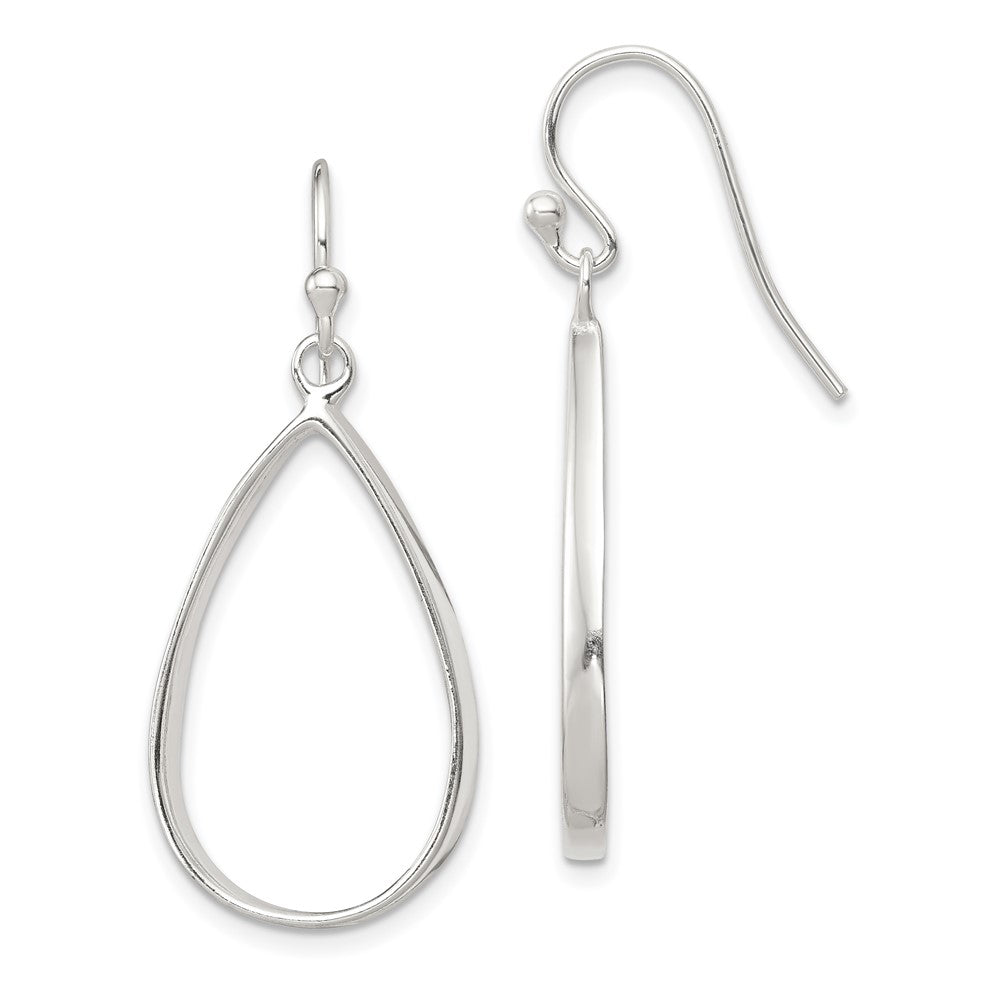 QE12083 Sterling Silver Polished Teardrop Dangle Earrings