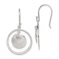 QE12103 Sterling Silver Polished & Brushed Circles Dangle Earrings