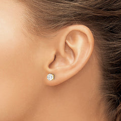 QE12180GP Sterling Silver Gold-tone Polished 6mm CZ Post Earrings