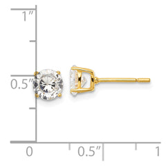 QE12180GP Sterling Silver Gold-tone Polished 6mm CZ Post Earrings