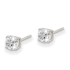 QE12181 Sterling Silver Polished 5mm Round CZ Stud Earrings