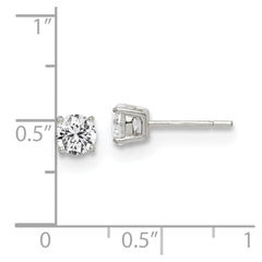 QE12181 Sterling Silver Polished 5mm Round CZ Stud Earrings