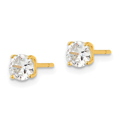 QE12181GP Sterling Silver Gold-tone Polished 5mm CZ Post Earrings