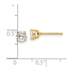 QE12181GP Sterling Silver Gold-tone Polished 5mm CZ Post Earrings