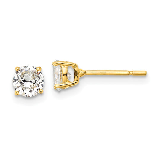 QE12181GP Sterling Silver Gold-tone Polished 5mm CZ Post Earrings