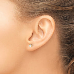 QE12182GP Sterling Silver Gold-tone Polished 4mm CZ Post Earrings