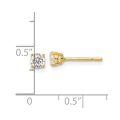 QE12182GP Sterling Silver Gold-tone Polished 4mm CZ Post Earrings