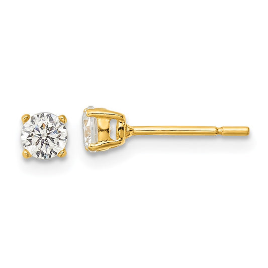 QE12182GP Sterling Silver Gold-tone Polished 4mm CZ Post Earrings