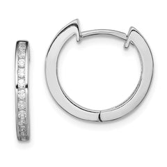 QE12278 Sterling Silver Rhodium-plated In/Out Pav������������������ Hinged Hoop Earrings
