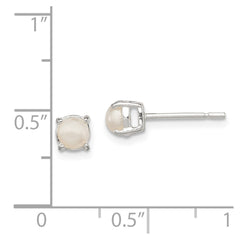 QE12334 Sterling Silver Polished Imitation Pearl Post Earrings