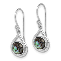 QE12351 Sterling Silver Rhodium-plated Polished Abalone Teardrop Dangle Earrings