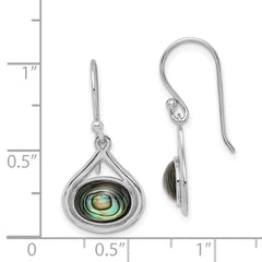 QE12351 Sterling Silver Rhodium-plated Polished Abalone Teardrop Dangle Earrings