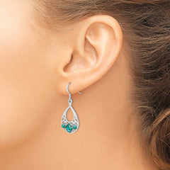 QE12354 Sterling Silver Rhodium-plated Recon. Turquoise Dangle Earrings