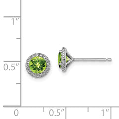 QE12613PE Sterling Silver Rhodium-plated Peridot and CZ Post Earrings