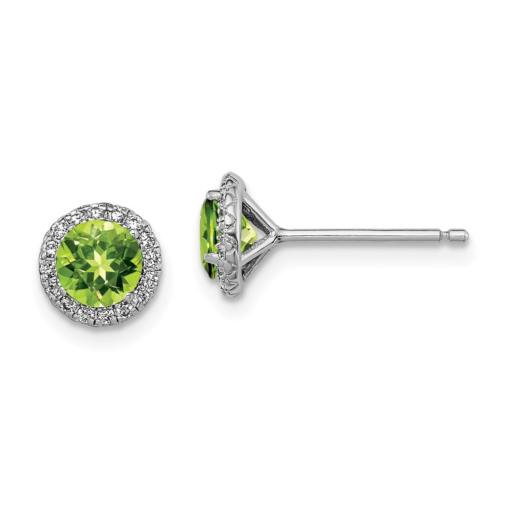 QE12613PE Sterling Silver Rhodium-plated Peridot and CZ Post Earrings