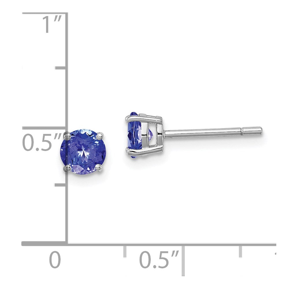 QE12621TZ Sterling Silver Rhodium-plated Round Tanzanite Post Earrings