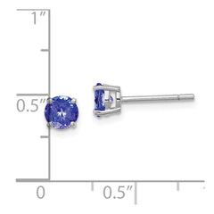 QE12621TZ Sterling Silver Rhodium-plated Round Tanzanite Post Earrings