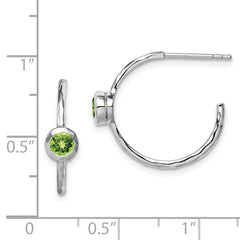 QE12623PE Sterling Silver Rhodium-plated w/Peridot Post Hoop Earrings