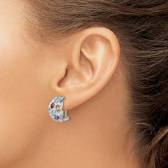 QE12630RB SS Rhodium-plated Amethyst/Blue Topaz/Garnet/Citrine Omega Back Earrings