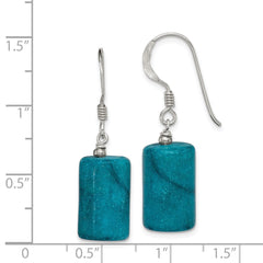 QE12832 Sterling Silver Polished Blue Jasper Rectangle Dangle Earrings