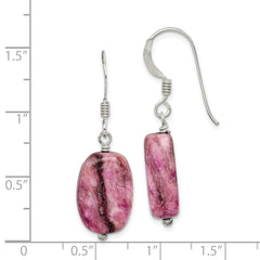 QE12855 Sterling Silver Polished Oval Purple Jasper Dangle Earrings