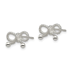 QE12927 Sterling Silver Polished and Textured Bow Post Earrings