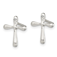 QE12933 Sterling Silver Polished Diamond Cross Post Earrings