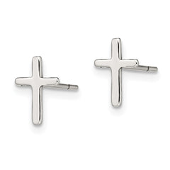 QE12964 Sterling Silver Polished Latin Cross Post Earrings