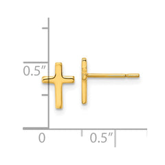 QE12964GP Sterling Silver Gold-tone Polished Latin Cross Post Earrings