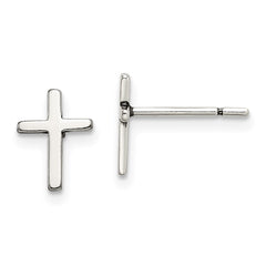 QE12964 Sterling Silver Polished Latin Cross Post Earrings