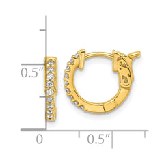 QE13011Y Sterling Shimmer Sterling Silver Gold-tone Flash Gold-plated 1.3mm CZ 18 Stone Hinged Hoop Earrings