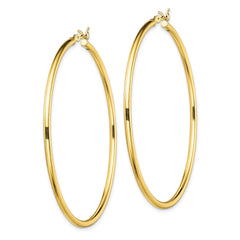 QE13134 Sterling Silver Gold-Tone Polished 2x55mm Hoop Earrings