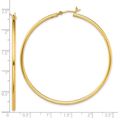 QE13134 Sterling Silver Gold-Tone Polished 2x55mm Hoop Earrings