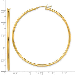 QE13135 Sterling Silver Gold-Tone Polished 2x60mm Hoop Earrings