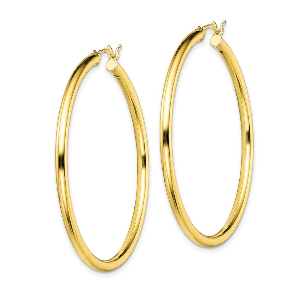 QE13136 Sterling Silver Gold-Tone Polished 2x45mm Hoop Earrings