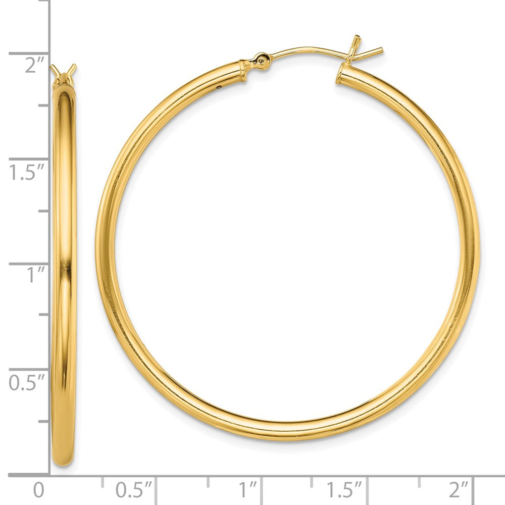 QE13136 Sterling Silver Gold-Tone Polished 2x45mm Hoop Earrings