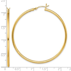 QE13137 Sterling Silver Gold-Tone Polished 2x50mm Hoop Earrings