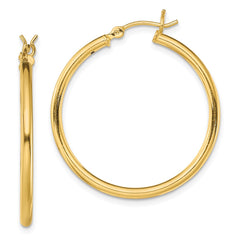 QE13139 Sterling Silver Gold-Tone Polished 2x30mm Hoop Earrings