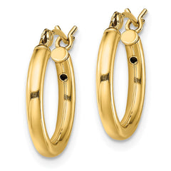 QE13141 Sterling Silver Gold-Tone Polished 2x15mm Hoop Earrings