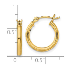 QE13141 Sterling Silver Gold-Tone Polished 2x15mm Hoop Earrings